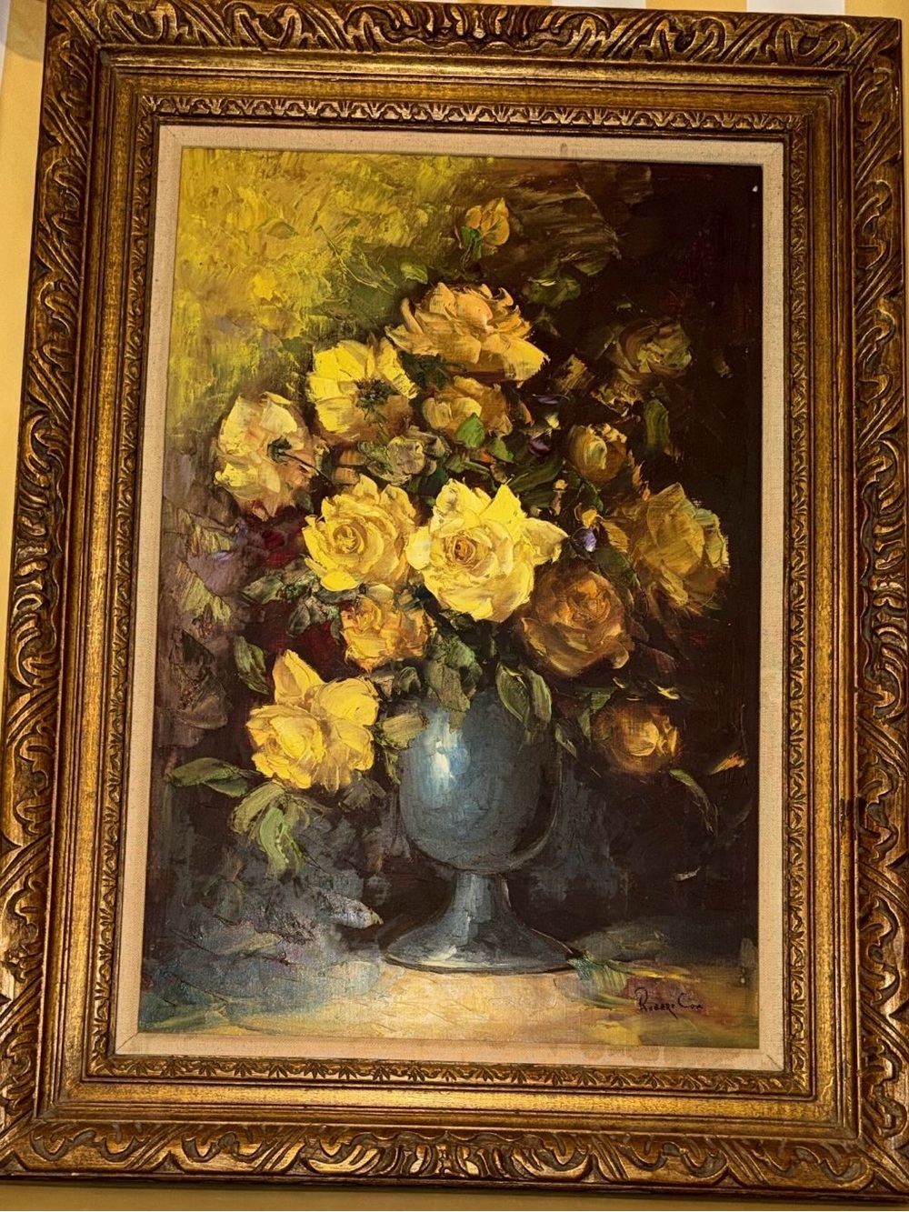 38” 28” Robert Cox Floral Painting on canvas in ornate frame